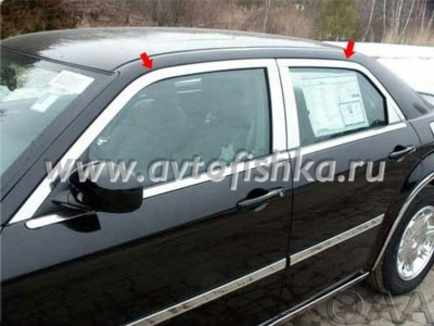 Chrysler 300C (04-09) верхние молдинги окон, средние стойки дверей и треугольники из полированной нержавеющей стали, комплект 10 шт.